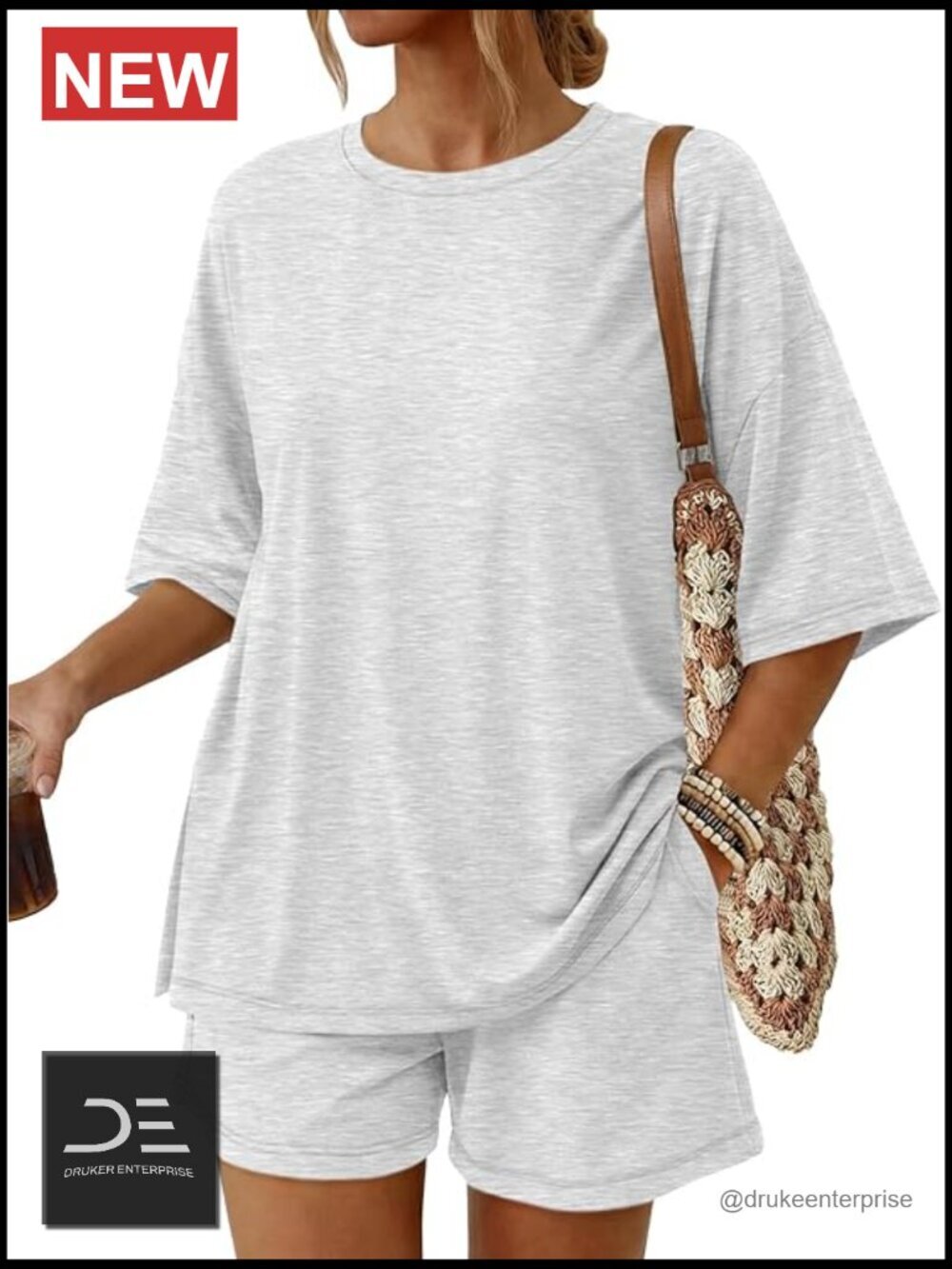 Oversized Top & Loose Fit Shorts Set with Pockets